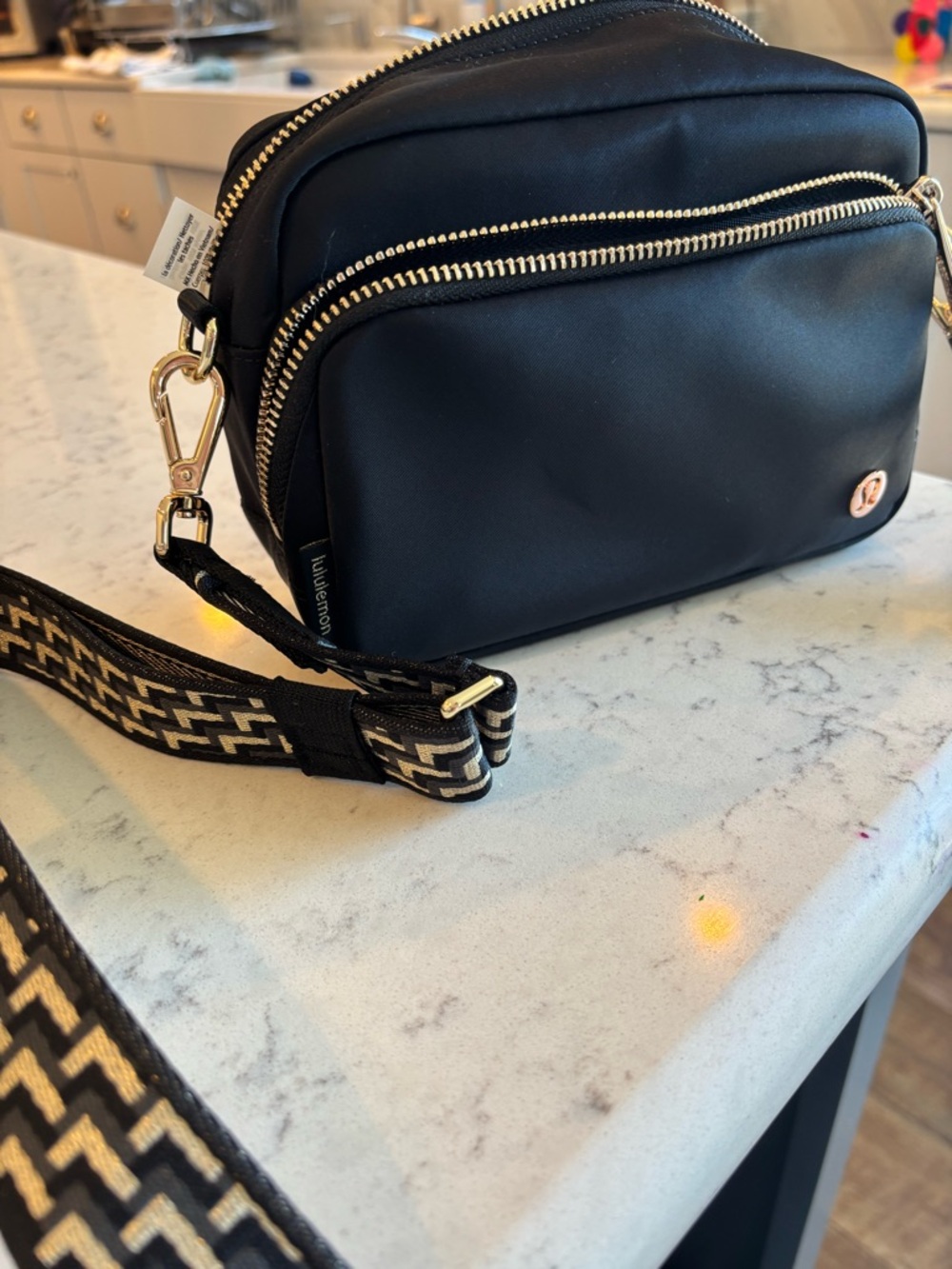 lululemon athletica Black Crossbody Bag with Gold Hardware